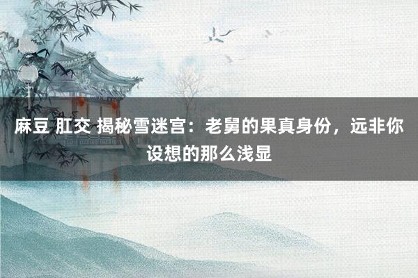 麻豆 肛交 揭秘雪迷宫：老舅的果真身份，远非你设想的那么浅显