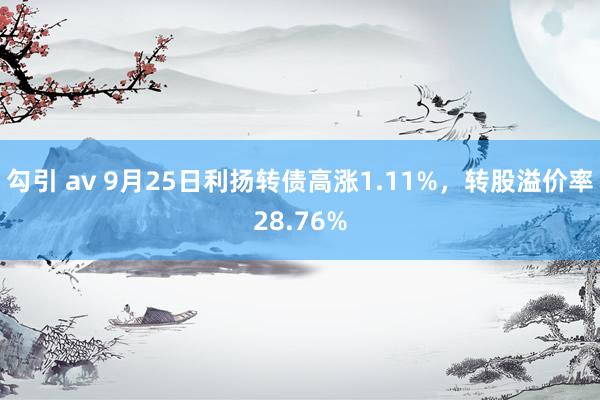 勾引 av 9月25日利扬转债高涨1.11%，转股溢价率28.76%