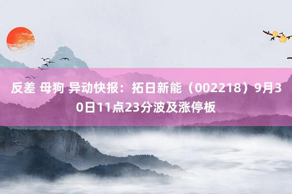 反差 母狗 异动快报：拓日新能（002218）9月30日11点23分波及涨停板