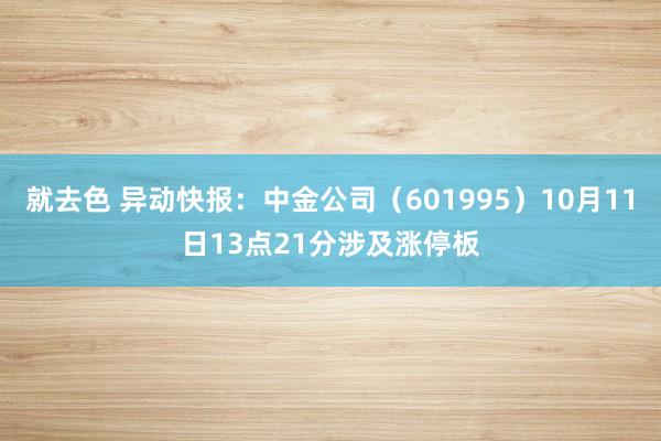 就去色 异动快报：中金公司（601995）10月11日13点21分涉及涨停板