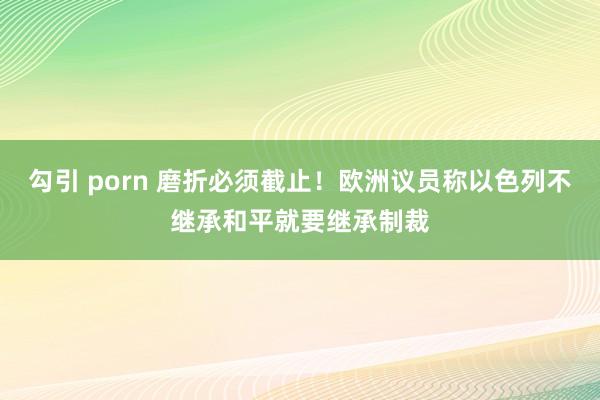 勾引 porn 磨折必须截止！欧洲议员称以色列不继承和平就要继承制裁