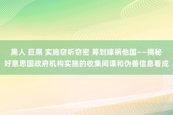 黑人 巨屌 实施窃听窃密 筹划嫁祸他国——揭秘好意思国政府机构实施的收集间谍和伪善信息看成