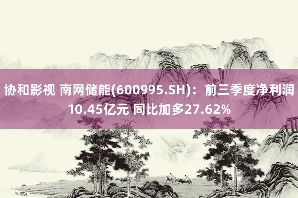 协和影视 南网储能(600995.SH)：前三季度净利润10.45亿元 同比加多27.62%