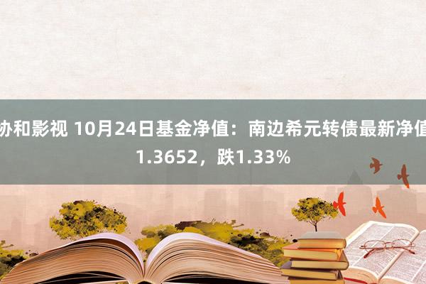 协和影视 10月24日基金净值：南边希元转债最新净值1.3652，跌1.33%