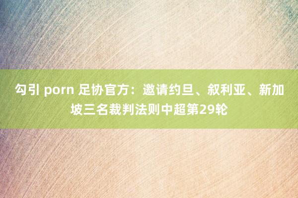 勾引 porn 足协官方：邀请约旦、叙利亚、新加坡三名裁判法则中超第29轮