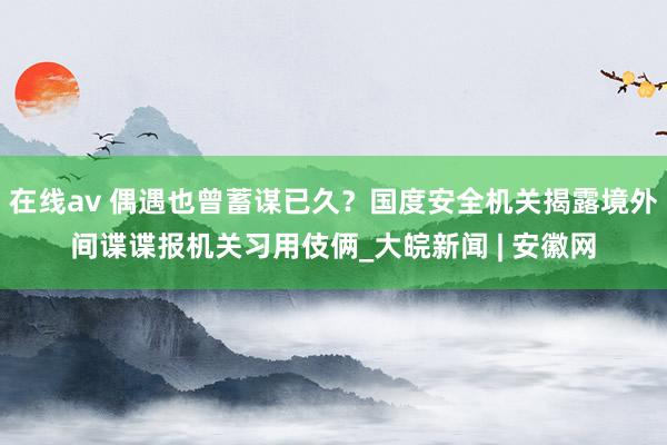 在线av 偶遇也曾蓄谋已久？国度安全机关揭露境外间谍谍报机关习用伎俩_大皖新闻 | 安徽网