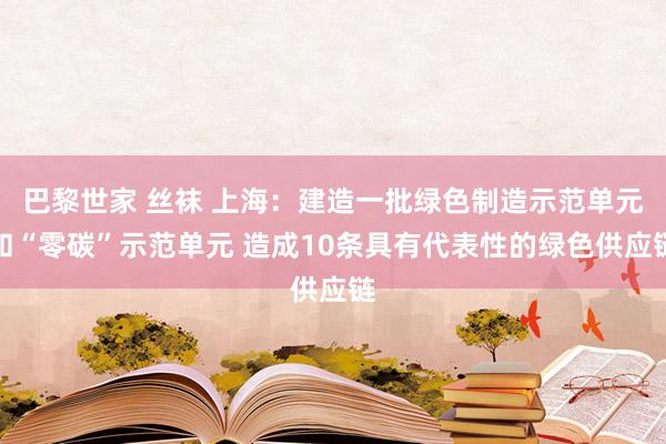 巴黎世家 丝袜 上海：建造一批绿色制造示范单元和“零碳”示范单元 造成10条具有代表性的绿色供应链