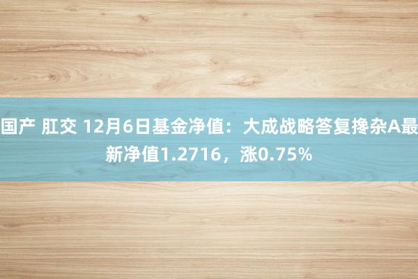 国产 肛交 12月6日基金净值：大成战略答复搀杂A最新净值1.2716，涨0.75%