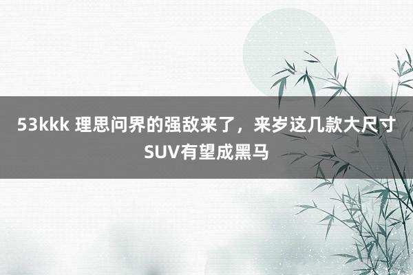 53kkk 理思问界的强敌来了，来岁这几款大尺寸SUV有望成黑马