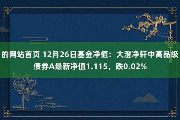 的网站首页 12月26日基金净值：大澄净轩中高品级债券A最新净值1.115，跌0.02%