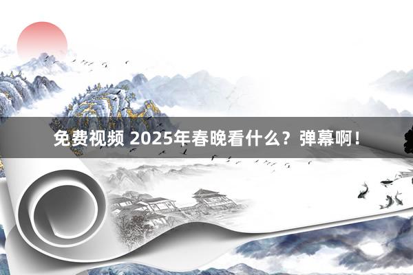 免费视频 2025年春晚看什么？弹幕啊！