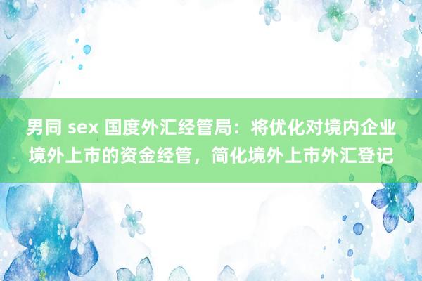 男同 sex 国度外汇经管局：将优化对境内企业境外上市的资金经管，简化境外上市外汇登记